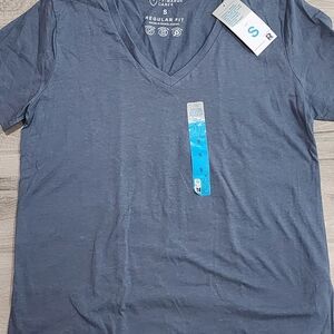 Women's Gray V-Neck 100% Cotton T-Shirt